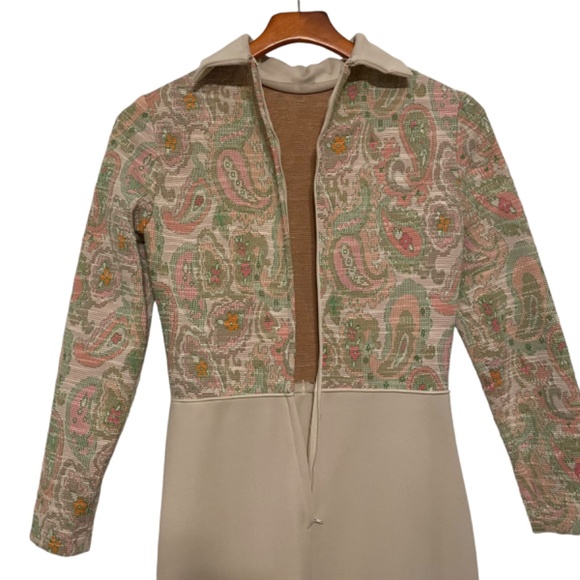 Vintage Mod Empire Waist Paisley Maxi Dress Bleeker St Jonathan Logan - Picture 11 of 12